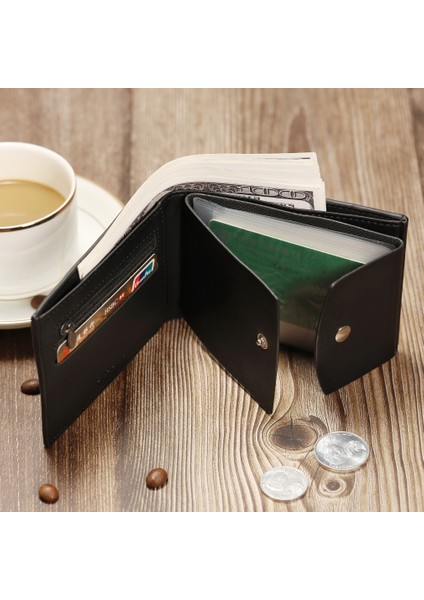 Cüzdan Erkek Yeni Fermuarlı Kısa Cüzdan Çoklu Kart Yuvası Moda Mini Yapış Bozuk Para Cüzdanı Erkek Kart Tutucu (Yurt Dışından)