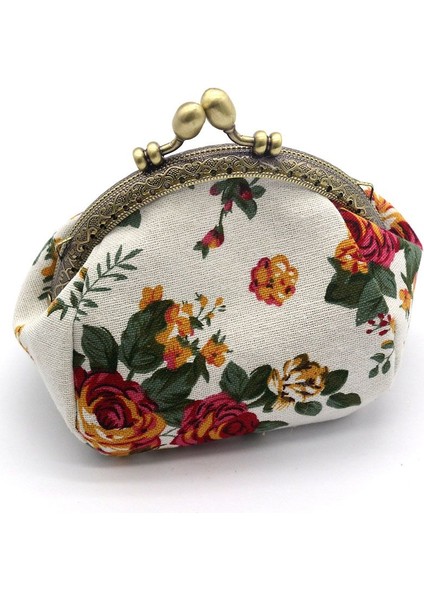 Cüzdan, Bayan Vintage Çiçek Mini Para Cüzdanı Cüzdan El Çantası (Beyaz) (Yurt Dışından)