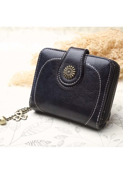 Retro Düz Renk Shamrock Charm Kısa Cüzdan Kadın Çok Yuvaları Debriyaj Çanta (Yurt Dışından) fırsatları