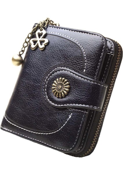 Retro Düz Renk Shamrock Charm Kısa Cüzdan Kadın Çok Yuvaları Debriyaj Çanta (Yurt Dışından) indirimleri