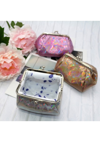 Microgood Moda Lazer Holografik Kadın Öpücük Kilit Bozuk Para Cüzdanı Kart Anahtarları Tutucu Cüzdan (Yurt Dışından) modelleri