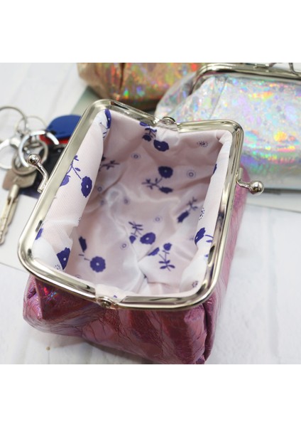 Microgood Moda Lazer Holografik Kadın Öpücük Kilit Bozuk Para Cüzdanı Kart Anahtarları Tutucu Cüzdan (Yurt Dışından) fırsatları