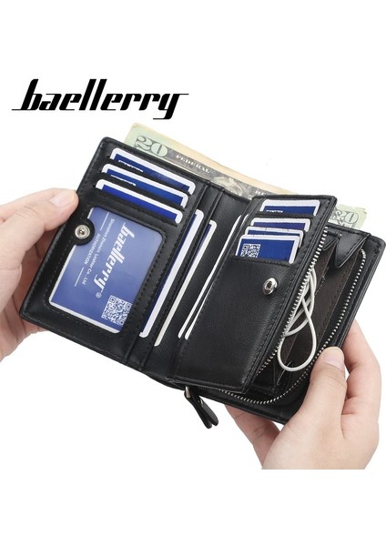 Baellerry Erkek Kısa Cüzdan Çoklu Kart 2 Katlı Manyetik Düğme Günlük Çanta (Yurt Dışından) indirimleri