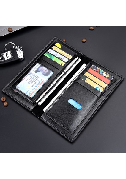 Spot Moda Ekose Erkek Cüzdan Hafif Iş Orta ve Uzun El Çantası Büyük Kapasiteli Çoklu Kart Bozuk Para Cüzdanı (Yurt Dışından) modelleri