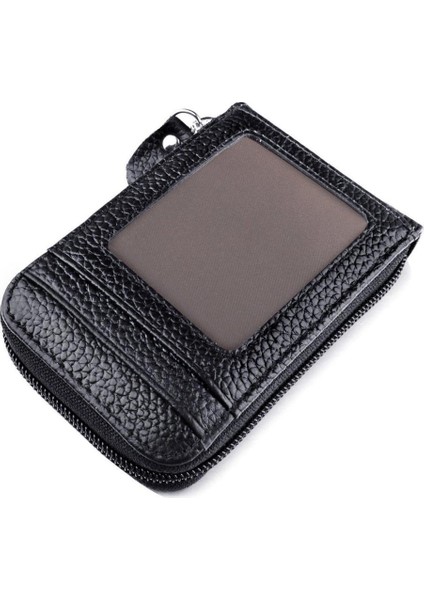 Erkek Cüzdan Hakiki Deri Kredi Kartı Tutucu Rfıd Engelleme Fermuarlı Cebi Erkek Çantası (Yurt Dışından)