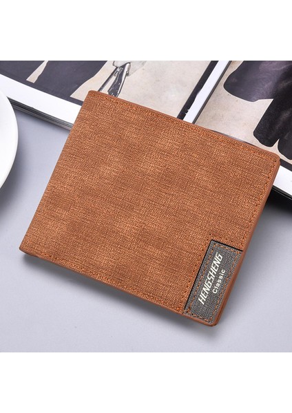 Aliexpress Yeni Cüzdan Erkek Kısa Rahat Tuval Desen Ince Cüzdan Iş Erkek Cüzdan Tek Parça Dropshipping (Yurt Dışından)