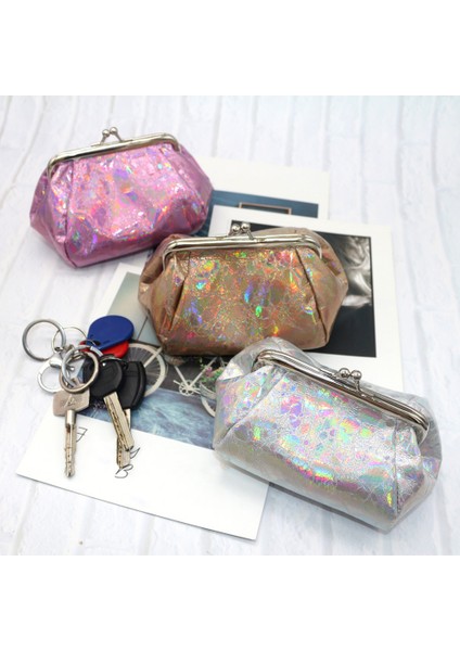 Moda Lazer Holografik Kadın Öpücük Kilit Bozuk Para Cüzdanı Kart Anahtarları Tutucu Cüzdan (Yurt Dışından) indirimleri