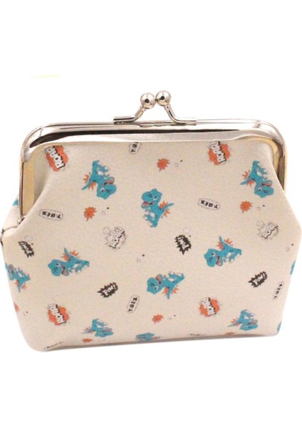 Kadınlar Sevimli Dinozor Suni Deri Öpücük Kilit Mini Cüzdan Debriyaj Nakit Para Çanta (Yurt Dışından)