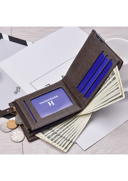 Erkek Cüzdan Çoklu Kart Cüzdan Iş Kısa Ekose Bozuk Para Cüzdanı Fermuar Toka Cüzdan Çok Fonksiyonlu Cüzdan (Yurt Dışından) modelleri