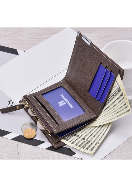 Erkek Cüzdan Çoklu Kart Cüzdan Iş Kısa Ekose Bozuk Para Cüzdanı Fermuar Toka Cüzdan Çok Fonksiyonlu Cüzdan (Yurt Dışından) fırsatları