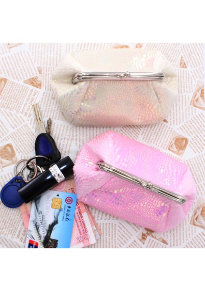 Kadın Lazer Öpücük Kilit Yuvarlak Cüzdan Debriyaj Kese Para Nakit Kart Sahibinin Çanta (Yurt Dışından) modelleri