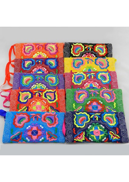 Kadın Etnik El Yapımı Işlemeli Bileklik Debriyaj Çanta Fermuar Çanta Uzun Cüzdan (Yurt Dışından) modelleri