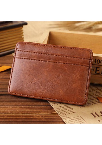 Erkekler Vintage Suni Deri Para Klip Kart Sahibinin Cep Ince Bifold Sihirli Cüzdan (Yurt Dışından) modelleri