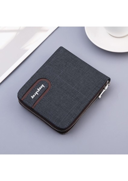 Yeni Tuval Fermuarlı Kısa Erkek Cüzdan Para Cebi ile Debriyaj Çanta Çanta Erkek Para Cüzdanı Denim Kart Tutucu (Yurt Dışından)