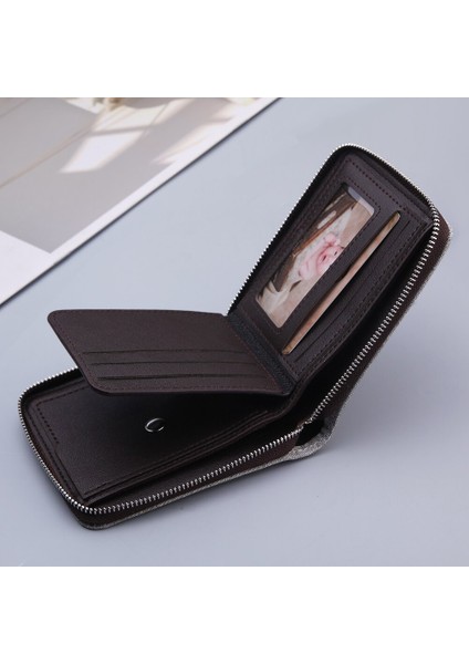 Yeni Tuval Fermuarlı Kısa Erkek Cüzdan Para Cebi ile Debriyaj Çanta Çanta Erkek Para Cüzdanı Denim Kart Tutucu (Yurt Dışından) fırsatları