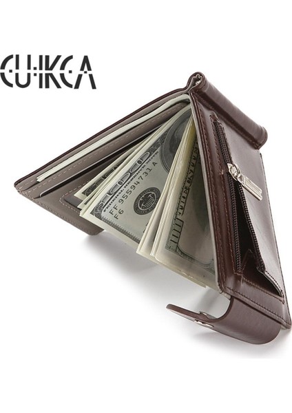 Cuıkca Ince Deri Cüzdan Para Çantası Kart Kılıfları Fermuar Kadın Erkek Cüzdan Para Klip Çekme Tipi Kımlık Kredi Kartı Durumda Çile (Yurt Dışından)