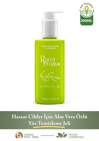 Hassas Ciltler İçin Aloe Vera Özlü Yüz Temizleme Jeli