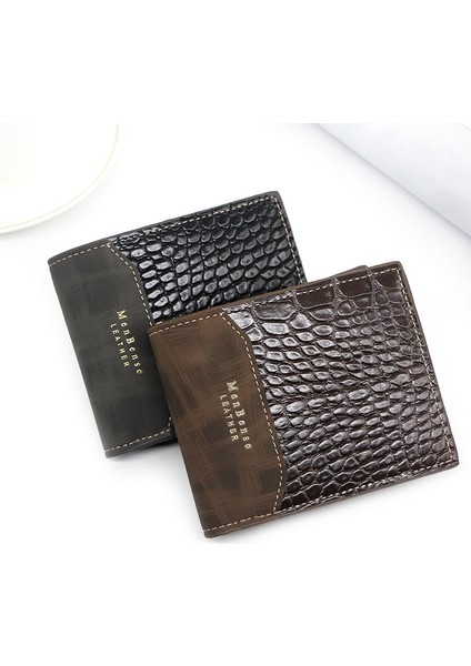 Erkek Cüzdan Pu Deri Kısa Çanta El Çantası Hombre Carteira Vintage Stil Timsah Kuyruğu Kısmı Suni Fu Deri Desen Kütük (Yurt Dışından) modelleri