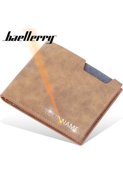 Baellerry Erkek Cüzdan Kısa Isim Gravür Kart Tutucu Klasik Erkek Cüzdan Basit Fotoğraf Tutucu Adı Kazınmış Marka Erkek Cartera (Yurt Dışından)