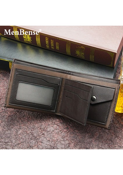 Menbense Erkek Cüzdan Kısa Moda Iş Yatay Para Çantası Üç Katlı Çanta Erkek Cüzdan (Yurt Dışından) fırsatları