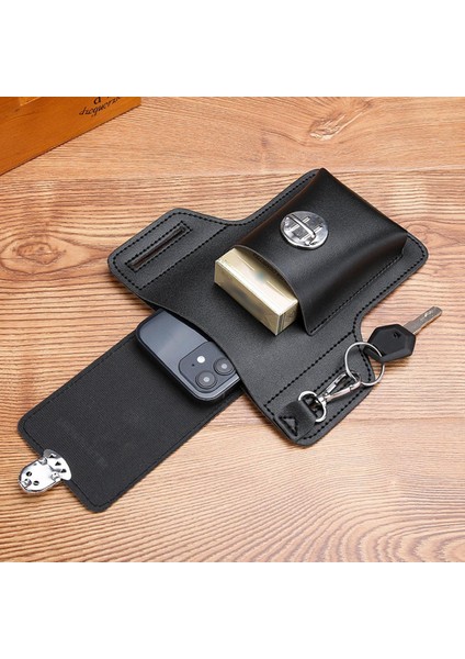 Erkek Deri Bel Çantası Büyük Kapasiteli Kemer Çantası Omuz Çantaları Crossbody Çanta Kılıfı Cüzdan (Yurt Dışından)