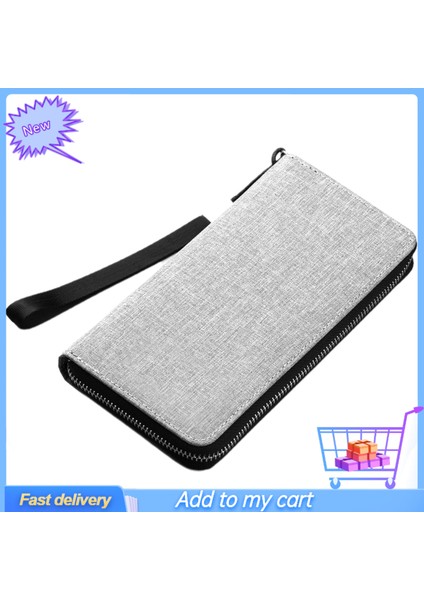 Erkekler Çok Yuvalı Büyük Kapasiteli Kanvas Kart Nakit Cüzdan Fermuarlı Iş Çanta (Yurt Dışından)