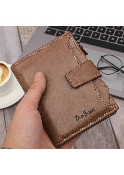Yeni Erkek Kısa Cüzdan Kore Versiyonu Çoklu Kart Fermuarlı Cüzdan (Yurt Dışından) modelleri
