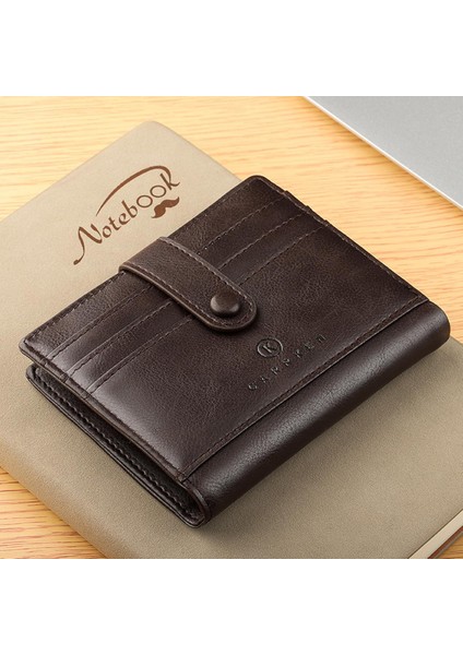 Cüzdan Erkek Kısa Retro Rahat Erkek Çoklu Kart Cüzdan Çok Fonksiyonlu Gençlik Toka Ultra Ince Yumuşak Kart Sahibinin (Yurt Dışından)