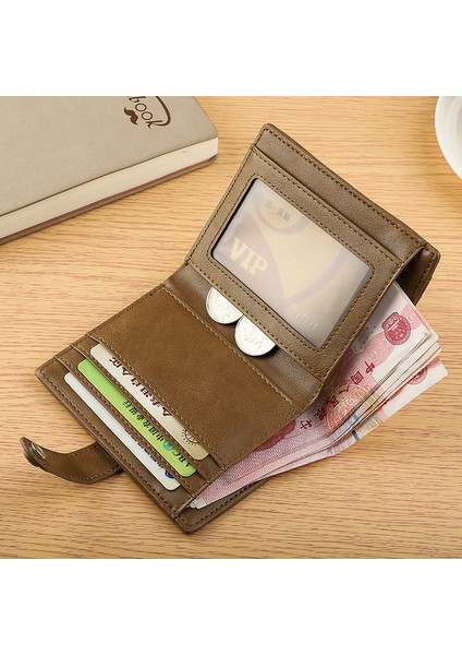 Cüzdan Erkek Kısa Retro Rahat Erkek Çoklu Kart Cüzdan Çok Fonksiyonlu Gençlik Toka Ultra Ince Yumuşak Kart Sahibinin (Yurt Dışından) modelleri