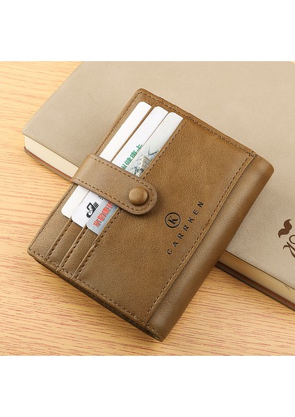 Cüzdan Erkek Kısa Retro Rahat Erkek Çoklu Kart Cüzdan Çok Fonksiyonlu Gençlik Toka Ultra Ince Yumuşak Kart Sahibinin (Yurt Dışından) fırsatları