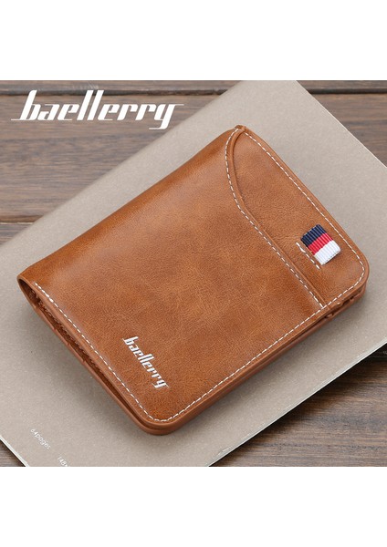 Baellerry Cüzdan Erkek Kısa Kore Versiyonu Dikey Çoklu Kart Üç Katlı Bozuk Para Cüzdanı Ince Ehliyet Kartı Sahibi (Yurt Dışından)