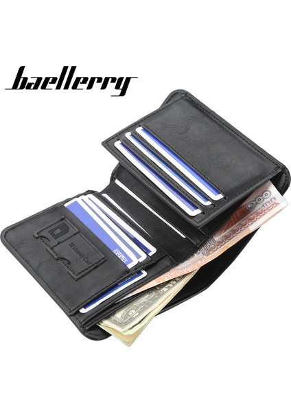 Baellerry Cüzdan Erkek Kısa Kore Versiyonu Dikey Çoklu Kart Üç Katlı Bozuk Para Cüzdanı Ince Ehliyet Kartı Sahibi (Yurt Dışından)