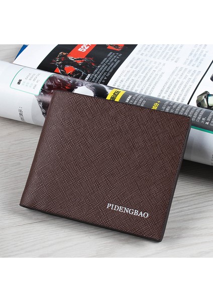 Pidenbao Yeni Cüzdan Erkek Kısa Cüzdan Yatay Bölüm Kore Versiyonu Öğrenci Cüzdanı Ultra Ince Çapraz Desen Cüzdan (Yurt Dışından) modelleri