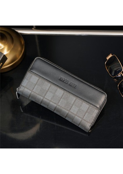 2022 Yeni Ekose Cüzdan Gündelik Erkek Çantası Trendinin Kore Versiyonu El Çantası Cep Telefonu Çantası Çoklu Kart Bozuk Para Cüzdanı Trendi (Yurt Dışından)