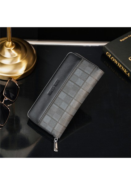 2022 Yeni Ekose Cüzdan Gündelik Erkek Çantası Trendinin Kore Versiyonu El Çantası Cep Telefonu Çantası Çoklu Kart Bozuk Para Cüzdanı Trendi (Yurt Dışından) fiyatları