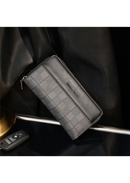 2022 Yeni Ekose Cüzdan Gündelik Erkek Çantası Trendinin Kore Versiyonu El Çantası Cep Telefonu Çantası Çoklu Kart Bozuk Para Cüzdanı Trendi (Yurt Dışından) modelleri