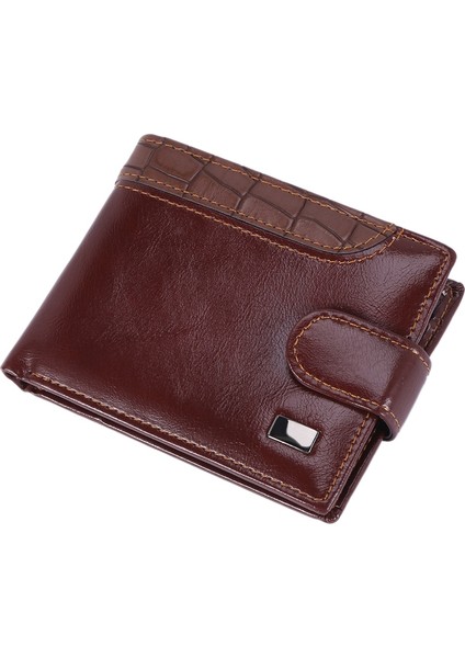 Est Moda Kısa Erkek Cüzdan Fotoğraf Tutucu Para Cebi Pu Deri Fermuar ve Çile Erkek Çanta Para Çantası (Kahve) (Yurt Dışından) fırsatları