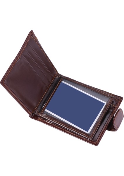 Est Moda Kısa Erkek Cüzdan Fotoğraf Tutucu Para Cebi Pu Deri Fermuar ve Çile Erkek Çanta Para Çantası (Kahve) (Yurt Dışından) indirimleri