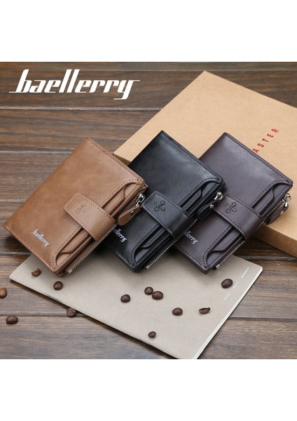 Baellerry Erkek Kısa Cüzdan Kore Versiyonu Tokalı Çoklu Kartlı Cüzdan Büyük Kapasiteli Dikey Ehliyet Cüzdanı (Yurt Dışından) modelleri