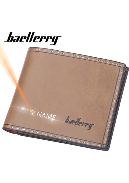 Baellerry Erkek Cüzdan Kısa Isim Özelleştirilmiş Kart Tutucu Klasik Erkek Cüzdan Fotoğraf Tutucu Adı Kazınmış Marka Erkek Cartera (Yurt Dışından)