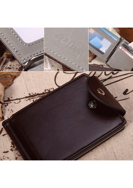 Microgood Erkekler Ince Bifold Suni Deri Para Klip Kredi Kartı Tutucu Çıtçıtlı Cüzdan (Yurt Dışından) modelleri