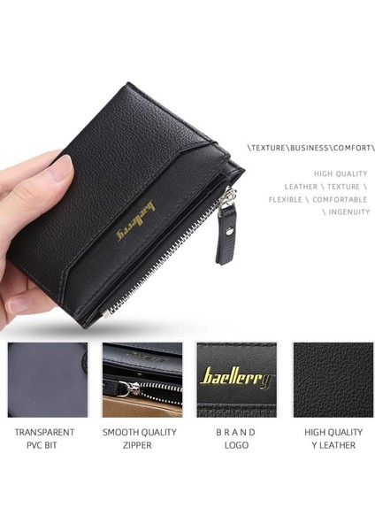 Baellerry Erkekler Için Kısa Cüzdan Çoklu Kart Ince Kesit Kare Fermuar Toka Bozuk Para Cüzdanı Çanta DR023 Moda Çanta (Yurt Dışından) modelleri