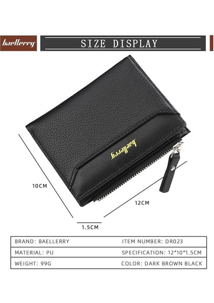 Baellerry Erkekler Için Kısa Cüzdan Çoklu Kart Ince Kesit Kare Fermuar Toka Bozuk Para Cüzdanı Çanta DR023 Moda Çanta (Yurt Dışından) fırsatları