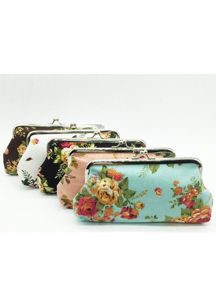Microgood Vintage Çiçek Kanvas Öpücük Toka Kadın Uzun Çanta Telefon Kartı Nakit Tutucu Cüzdan (Yurt Dışından) fırsatları