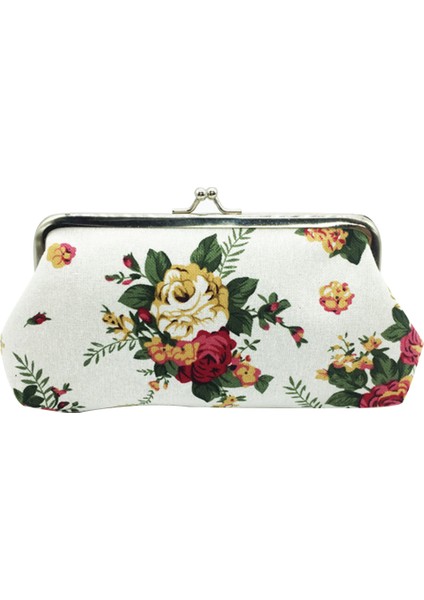 Microgood Vintage Çiçek Kanvas Öpücük Toka Kadın Uzun Çanta Telefon Kartı Nakit Tutucu Cüzdan (Yurt Dışından) indirimleri
