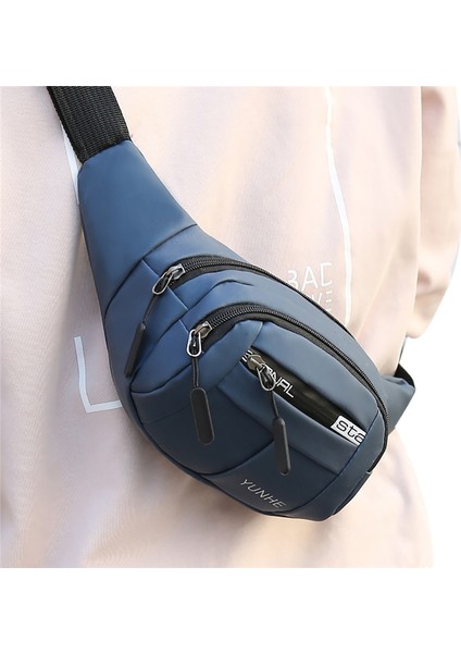 Su Geçirmez Oxford Kumaş Çok Fonksiyonlu Kemer Çantası Mektup Baskılı Çapraz Vücut Göğüs Cebi Fermuar Kapatma Bozuk Para Cüzdanı 5 Türleri Erkekler (Yurt Dışından) fırsatları