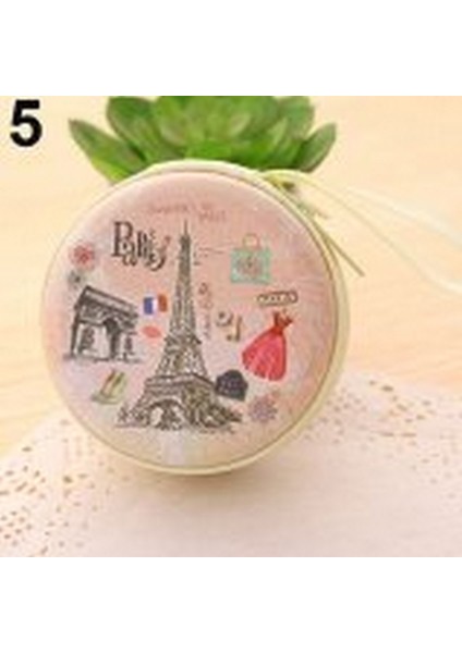 Taşınabilir Güzel Yuvarlak Cüzdan Karikatür Eyfel Kulesi Kulaklık Anahtar Tutucu Kılıf Çanta (Yurt Dışından)