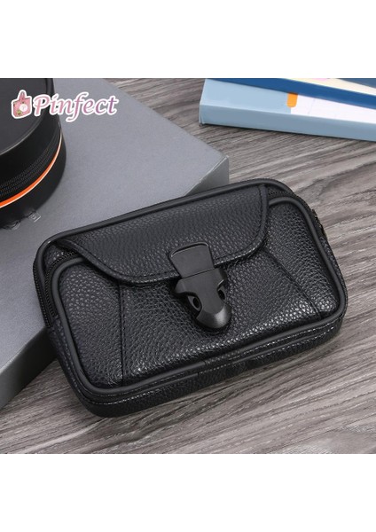 [allgood] Moda Erkek Mini Taşınabilir Retro Çok Fonksiyonlu Erkek Bel Çantası Pu Deri Fermuar Para Çanta Moda Kart Anahtar Kutu Cep Düz Renk Cüzdan Baba Erkek Arkadaşı Hediyeler (Yurt Dışından)