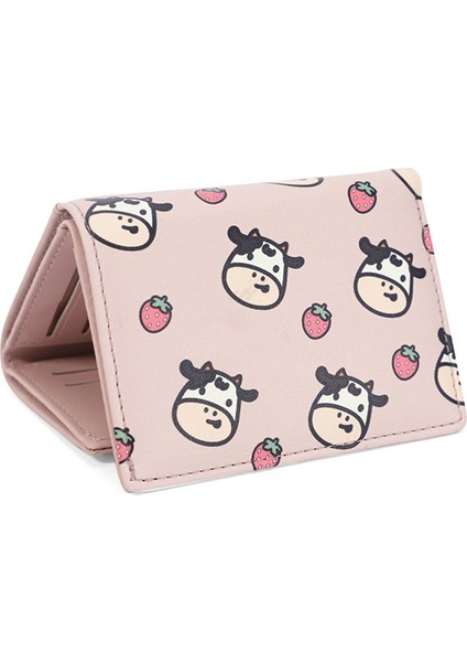 Kawaii Inek Baskı Cüzdan Kadın Kısa Kartlıklı Cüzdan Kadın Bozuk Para Cüzdanı Cüzdan (Yurt Dışından)