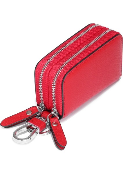 Kartvizitlik Rfıd Kredi Kartı Tutmayı Önler Cüzdan Kadın/erkek Çift Fermuarlı Kart Kılıfı (Kırmızı) (Yurt Dışından) modelleri